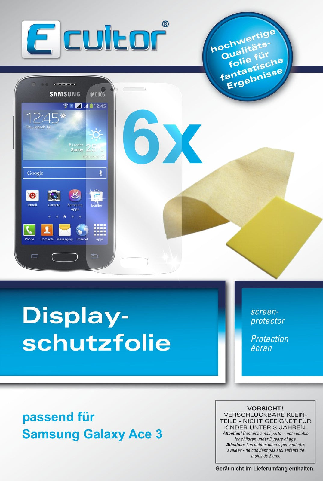 6x Schutzfolie klar für Galaxy Ace 3 Samsung Display-Schutzfolie