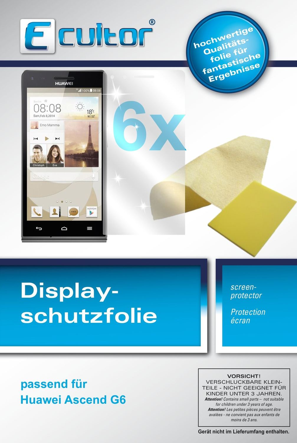 6x Screen Protector for Ecultor Huawei Ascend G6 protection guard crystal clear