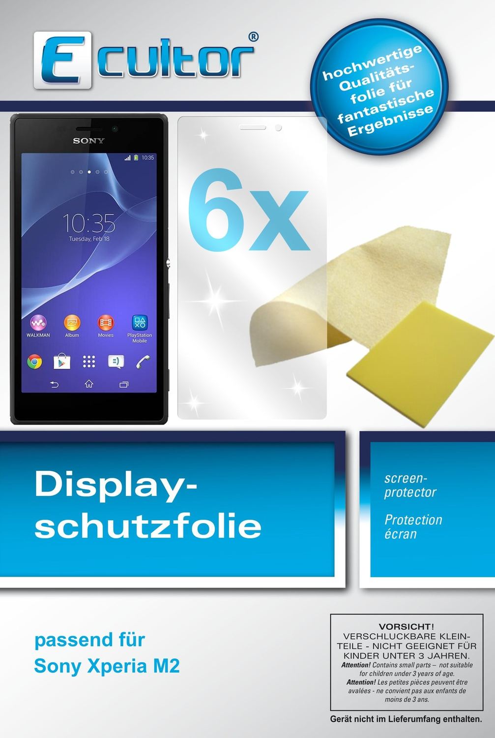 6x Screen Protector for Ecultor Sony Xperia M2 protection guard crystal clear