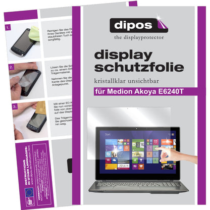 Klare Displayschutzfolie von dipos passend für Akoya E6240T Medion, präziser Zuschnitt und blasenfrei montiert
