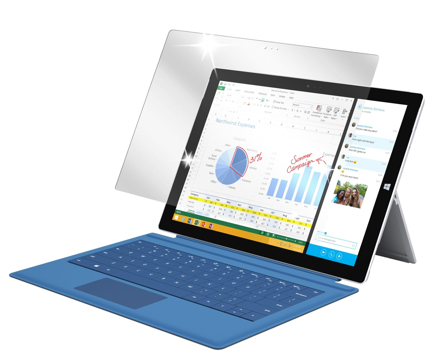 2x Schutzfolie klar für Surface Pro 3 Microsoft Display-Schutzfolie