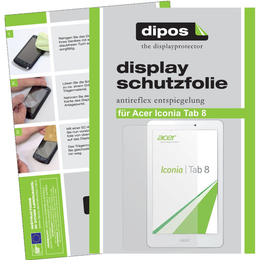 Matte Displayschutzfolie von dipos passend für Iconia Tab 8 Acer, präziser Zuschnitt und blasenfrei montiert