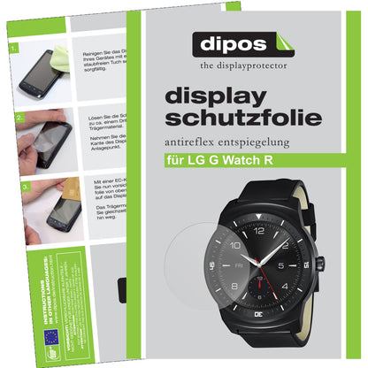 Matte Displayschutzfolie von dipos passend für G Watch R LG, präziser Zuschnitt und blasenfrei montiert