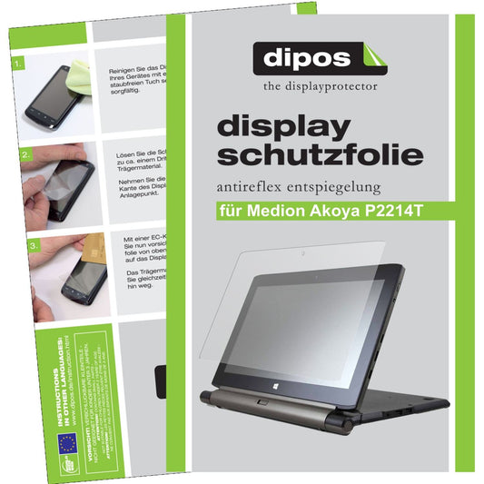 Matte Displayschutzfolie von dipos passend für Akoya P2214T Medion, präziser Zuschnitt und blasenfrei montiert