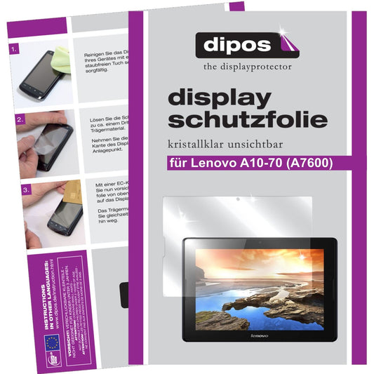 Klare Displayschutzfolie von dipos passend für A10-70 Lenovo, präziser Zuschnitt und blasenfrei montiert