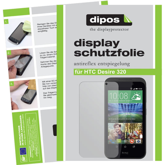 Matte Displayschutzfolie von dipos passend für Desire 320 HTC, präziser Zuschnitt und blasenfrei montiert