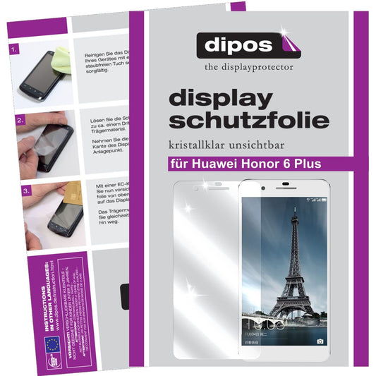Klare Displayschutzfolie von dipos passend für Honor 6 Plus Huawei, präziser Zuschnitt und blasenfrei montiert