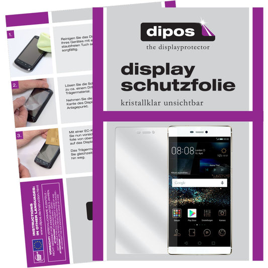 Klare Displayschutzfolie von dipos passend für Ascend P8 Huawei, präziser Zuschnitt und blasenfrei montiert
