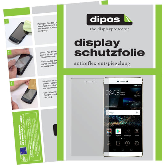 Matte Displayschutzfolie von dipos passend für Ascend P8 Huawei, präziser Zuschnitt und blasenfrei montiert