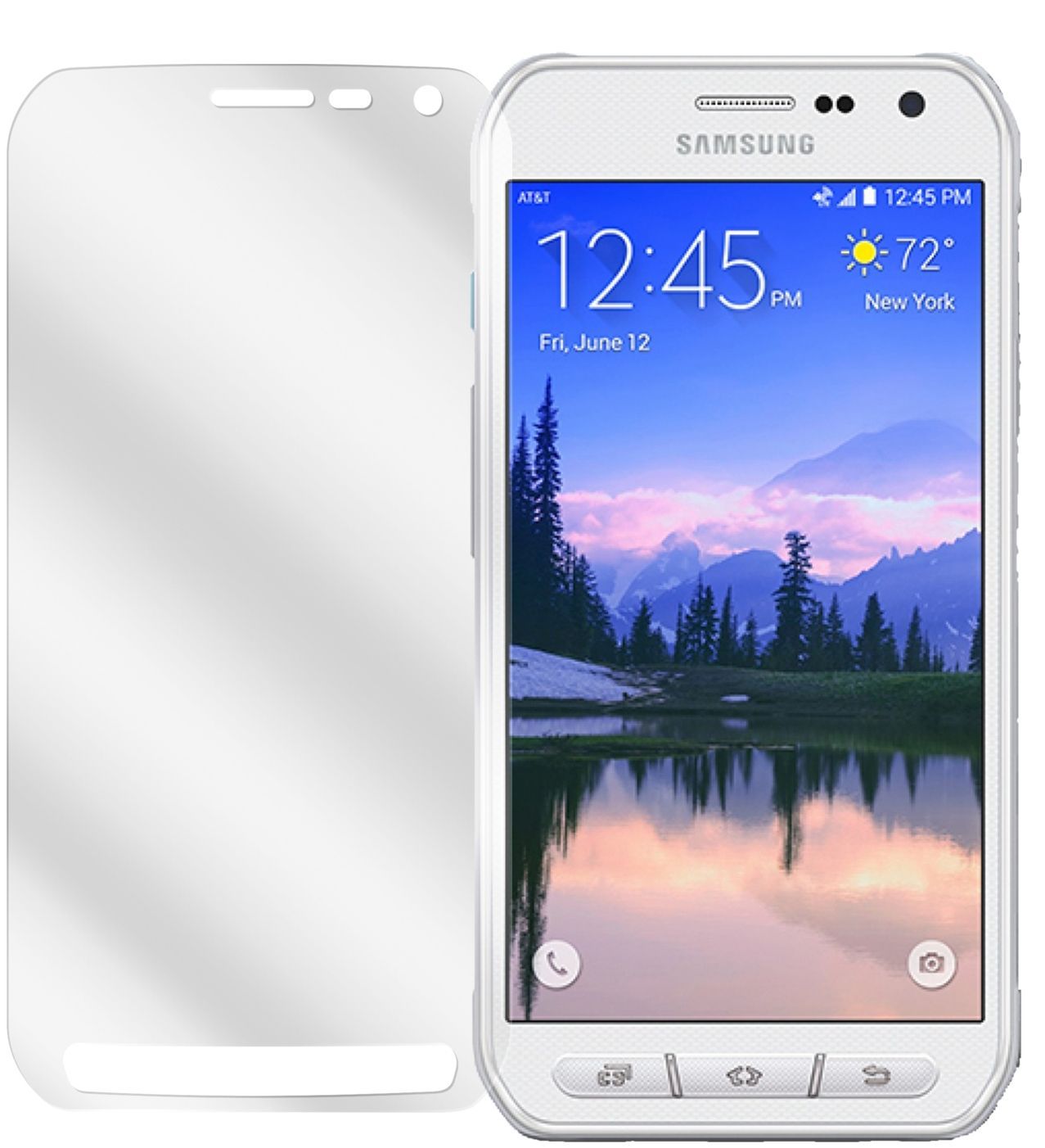 Galaxy S6 ActiveSamsung mit aufgebrachter dipos Displayschutzfolie, glasklare Darstellung ohne Einschränkungen