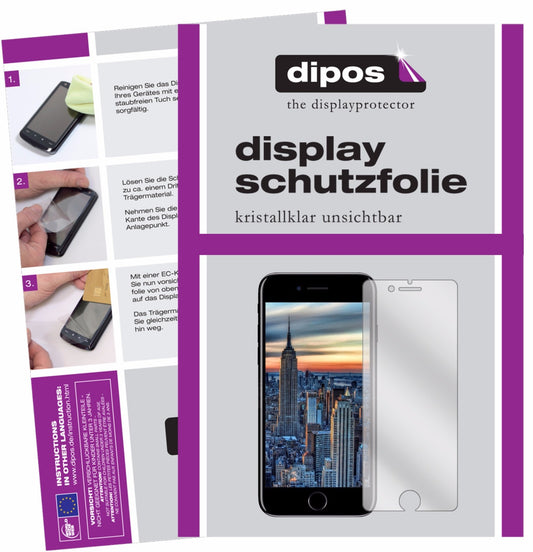 Klare Displayschutzfolie von dipos passend für Apple iPhone 7, präziser Zuschnitt und blasenfrei montiert