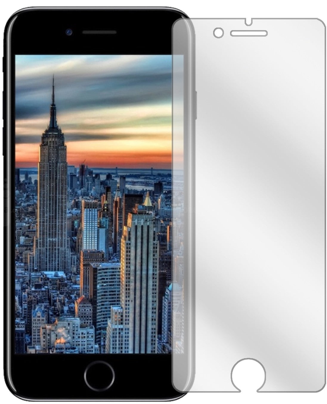 AppleiPhone 8 Plus mit aufgebrachter dipos Displayschutzfolie, glasklare Darstellung ohne Einschränkungen