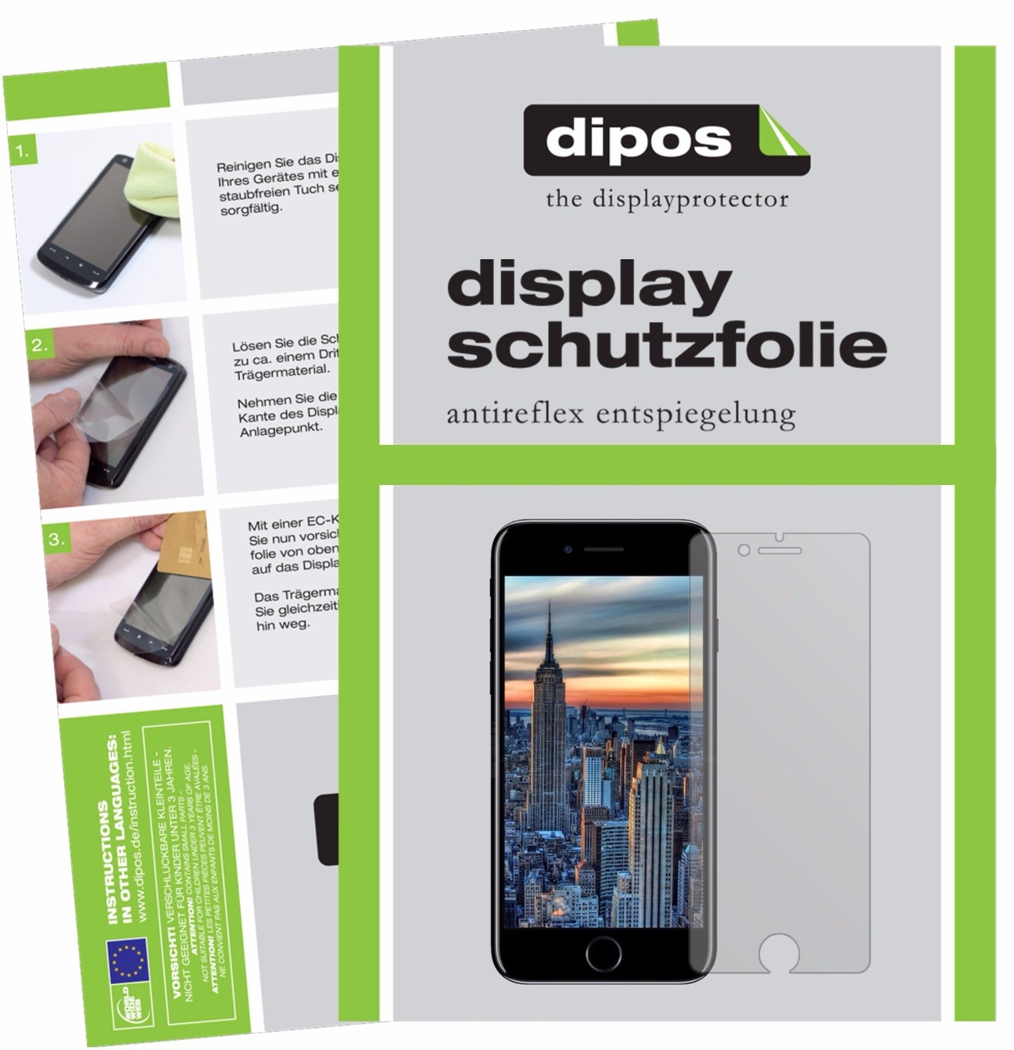 Matte Displayschutzfolie von dipos passend für Apple iPhone 8 Plus, präziser Zuschnitt und blasenfrei montiert