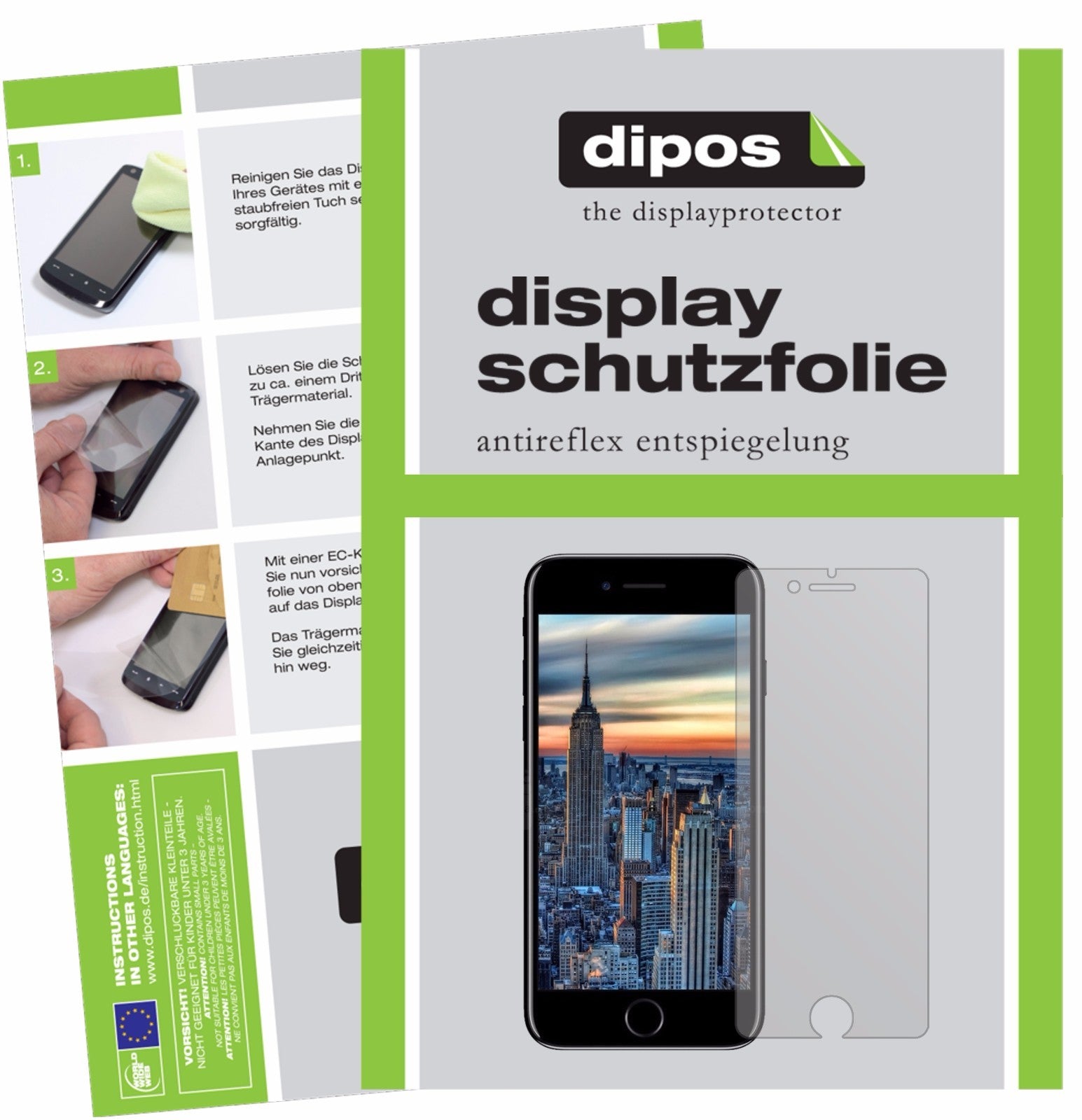 Matte Displayschutzfolie von dipos passend für Apple iPhone 8 Plus, präziser Zuschnitt und blasenfrei montiert
