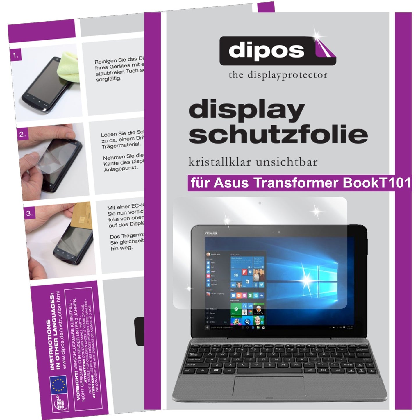 2x Schutzfolie klar für Asus Transformer Book T101 Display-Schutzfolie