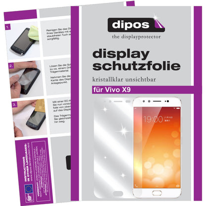 Klare Displayschutzfolie von dipos passend für Vivo X9, präziser Zuschnitt und blasenfrei montiert