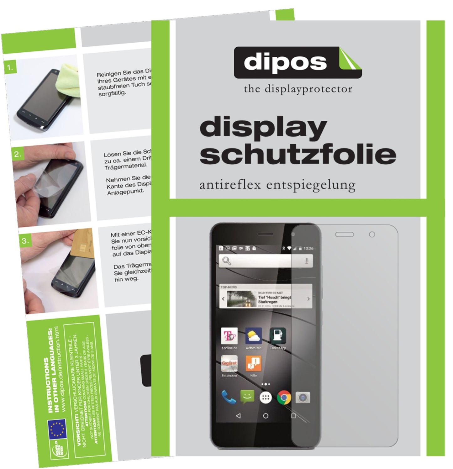 Matte Displayschutzfolie von dipos passend für Gigaset GS160, präziser Zuschnitt und blasenfrei montiert