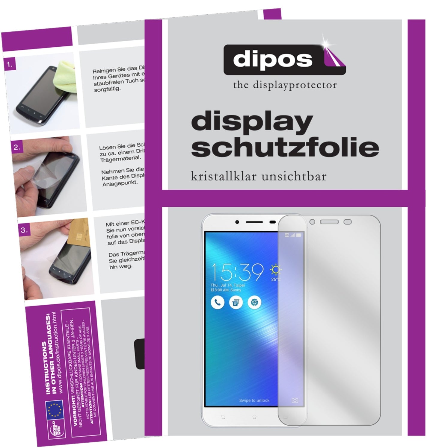 6x Schutzfolie klar für Asus ZenFone 3 Max ZC553KL (2017) Display-Schutzfolie