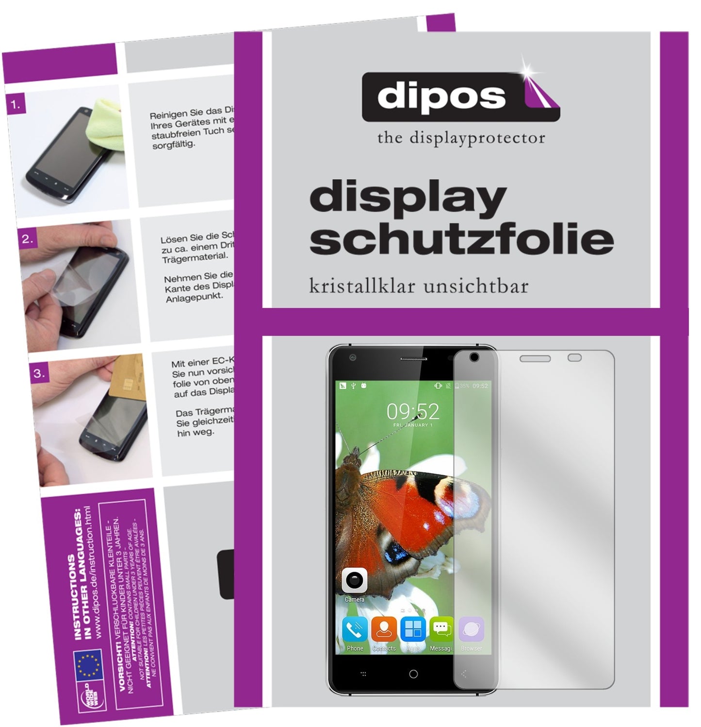 Klare Displayschutzfolie von dipos passend für Landvo XM200 Pro, präziser Zuschnitt und blasenfrei montiert