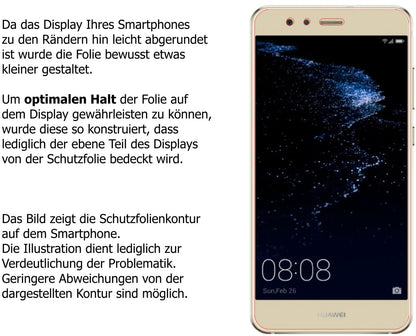 Dünne und entspiegelnde Folie passend zugeschnitten für Huawei P10 Lite