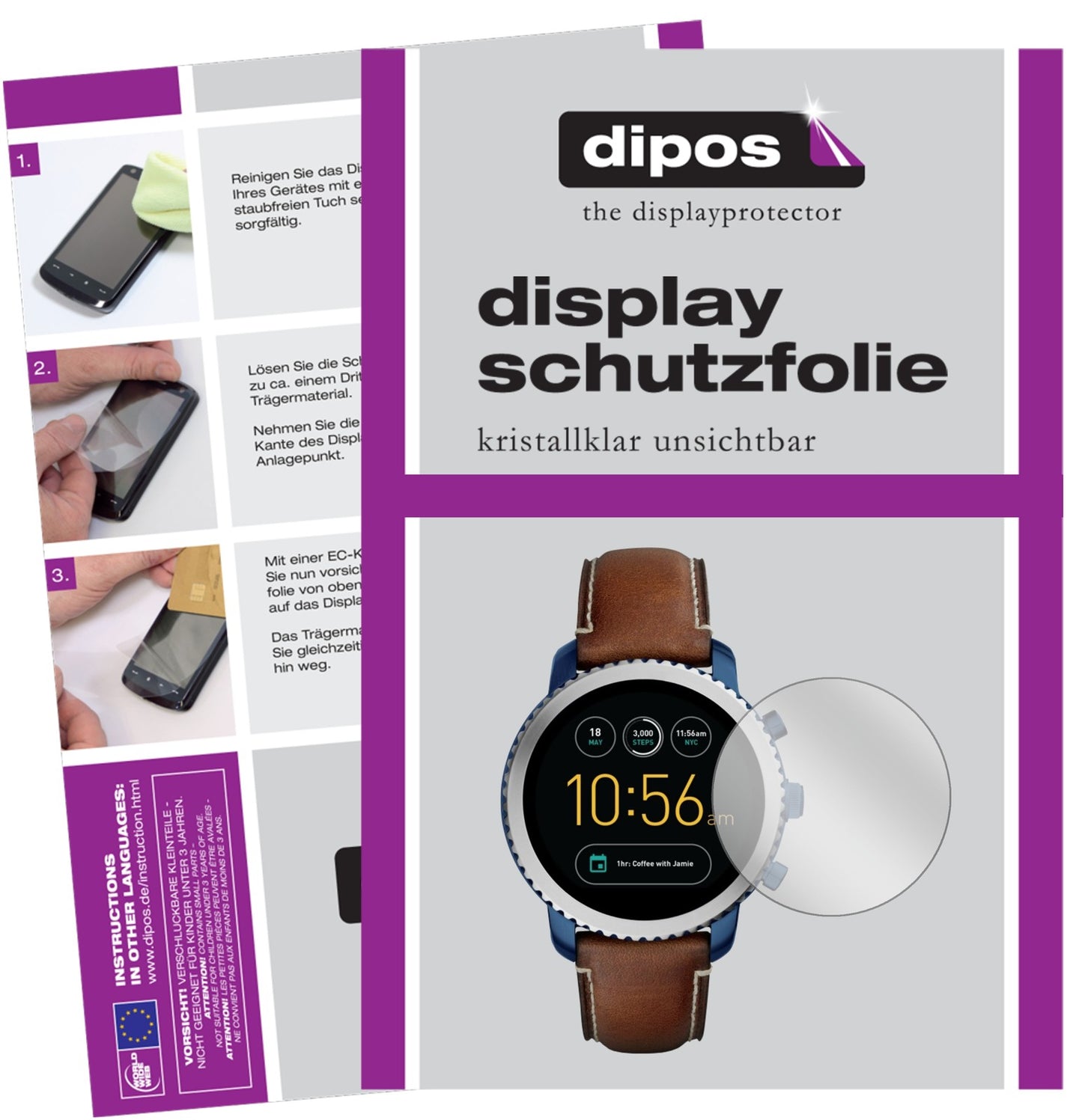 6x Schutzfolie klar für Fossil Q Explorist Display-Schutzfolie