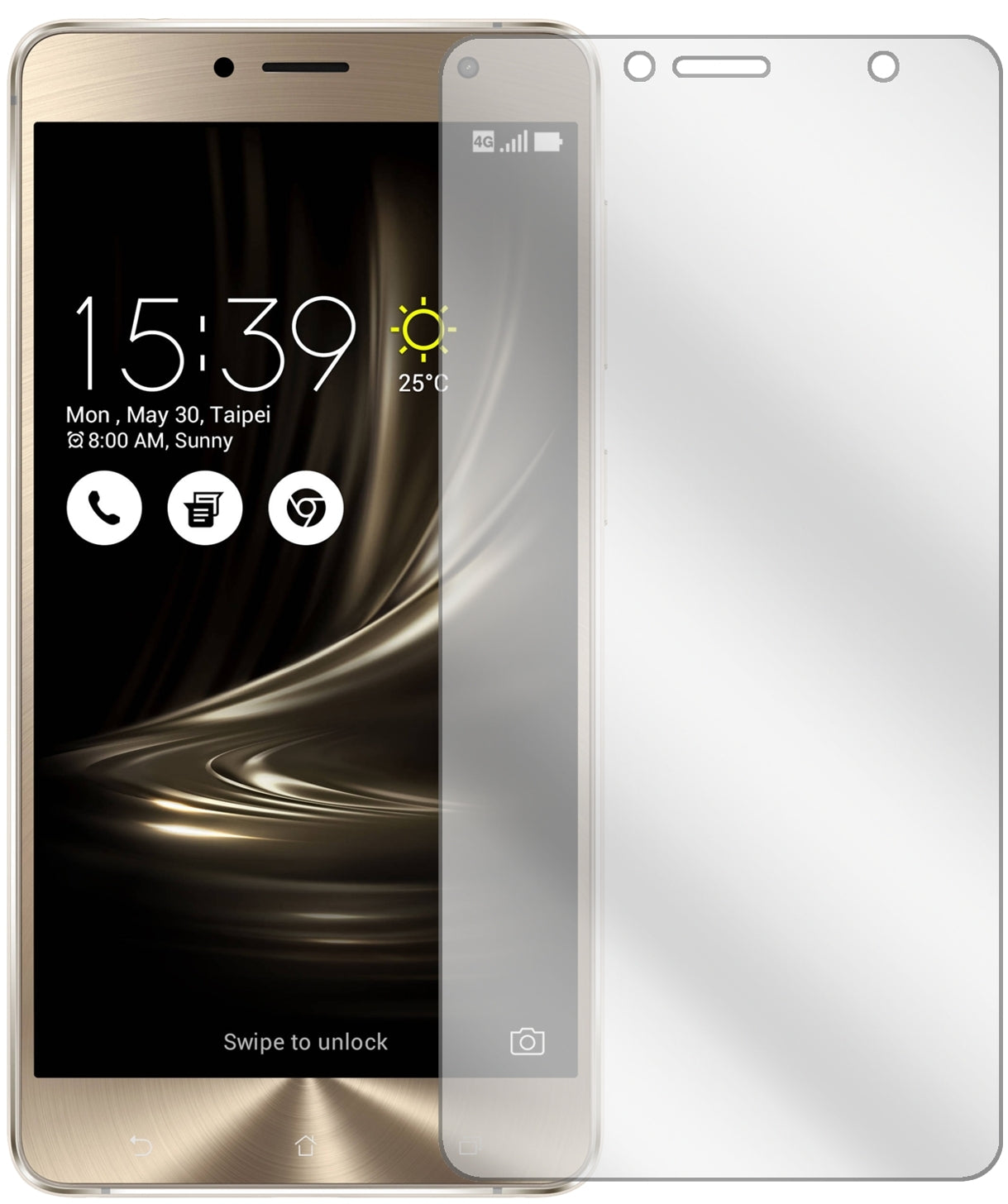 AsusZenfone 3 Deluxe ZS550KL 5,5 Zoll mit aufgebrachter dipos Displayschutzfolie, glasklare Darstellung ohne Einschränkungen