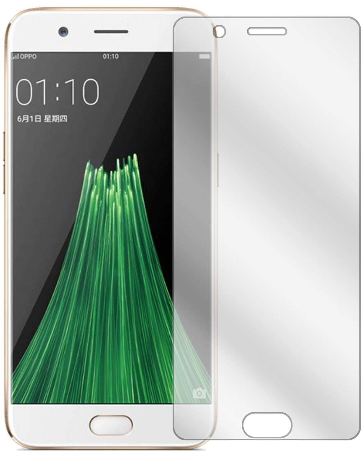 OppoR11 mit aufgebrachter dipos Displayschutzfolie, glasklare Darstellung ohne Einschränkungen