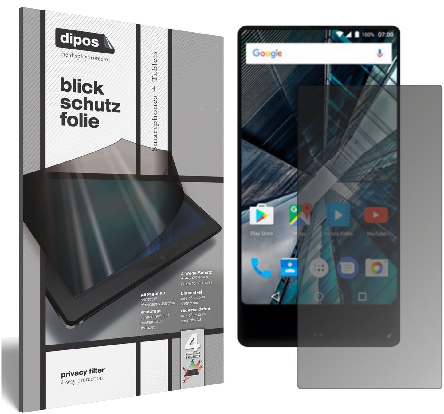 Blickschutzfolie für Archos Sense 55 S matt Schutzfolie Privacy