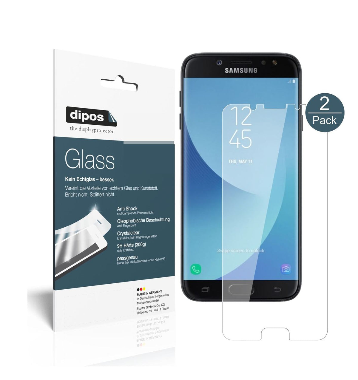 2x Screen Protector for Samsung Galaxy J7 Pro Flexible Glass 9H dipos
