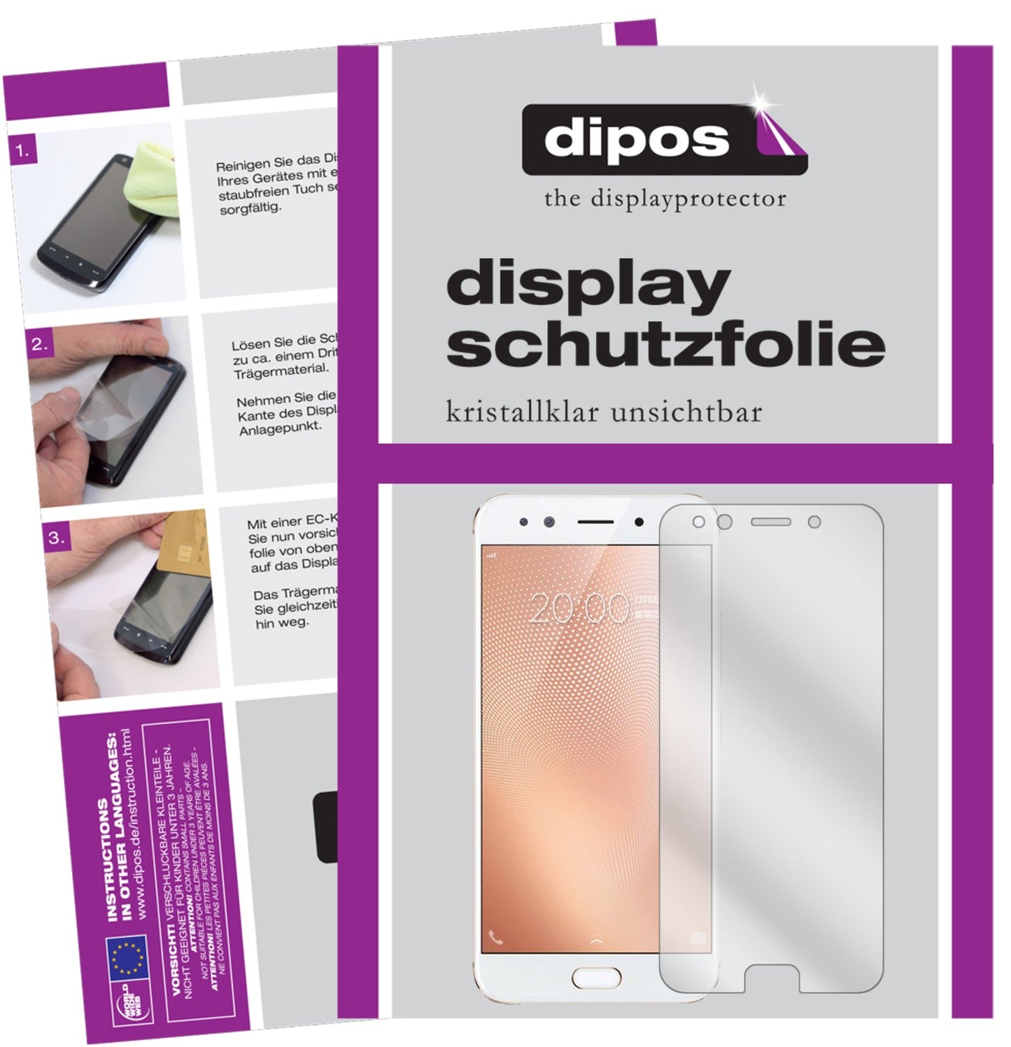 Klare Displayschutzfolie von dipos passend für Vivo X9s Plus, präziser Zuschnitt und blasenfrei montiert