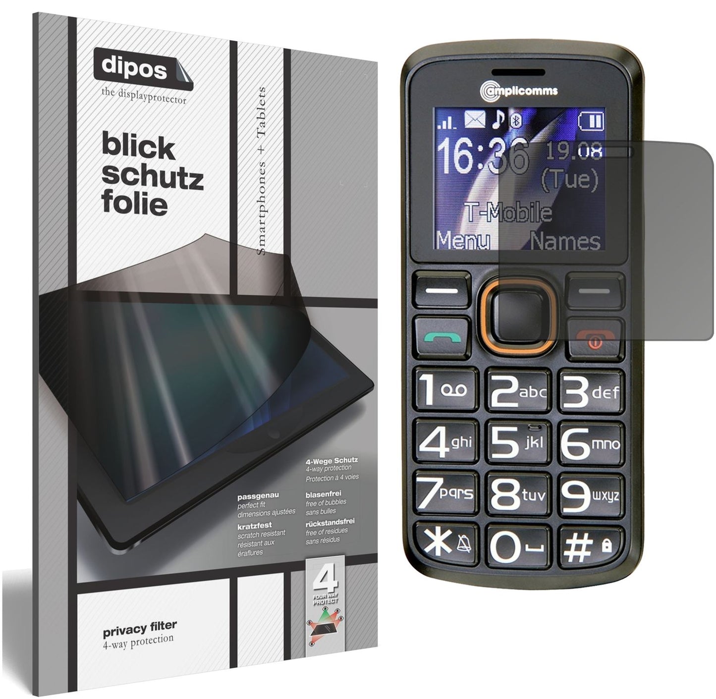 Screen Protector for Amplicomms PowerTel M6300 Privacy Filter 4-Way Protection