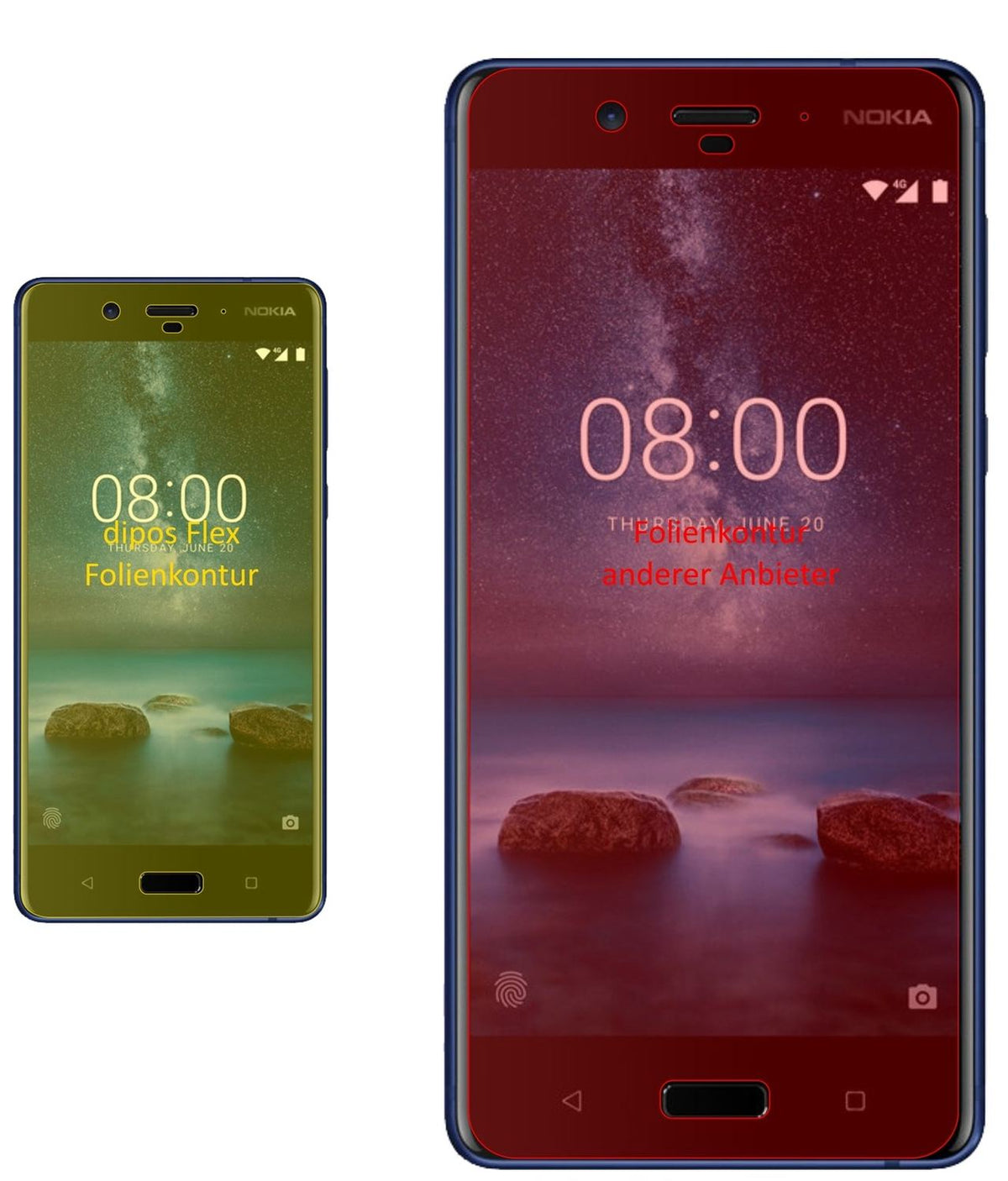 3x Full Cover Screen Protector for Nokia 8 – Covers Curved Edges | dipos