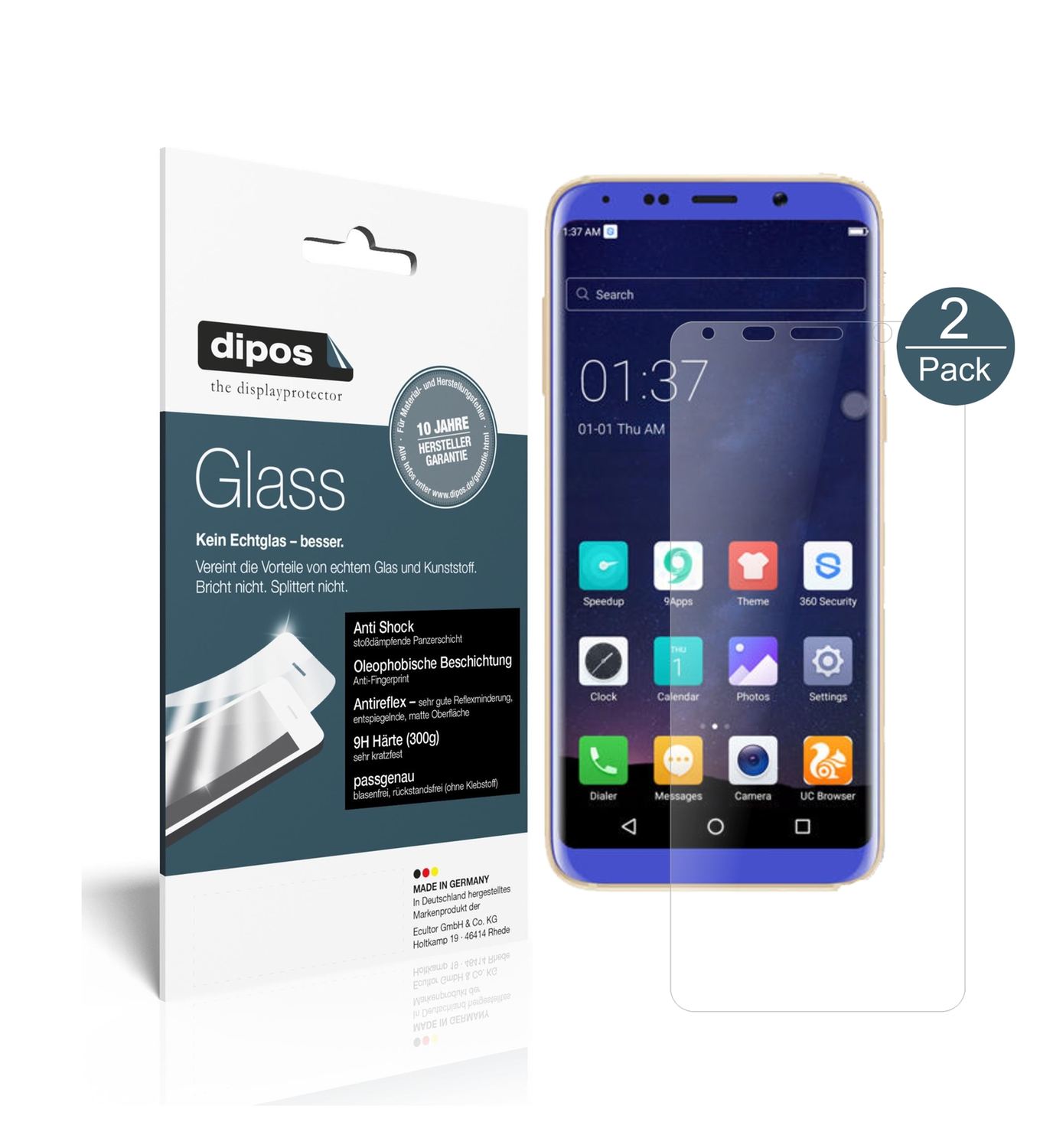 2x Screen Protector for BLUBOO S8 matte Flexible Glass 9H dipos