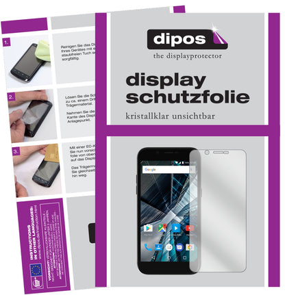 Klare Displayschutzfolie von dipos passend für Archos 50 Graphite, präziser Zuschnitt und blasenfrei montiert