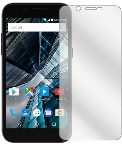Archos50 Graphite mit aufgebrachter dipos Displayschutzfolie, glasklare Darstellung ohne Einschränkungen