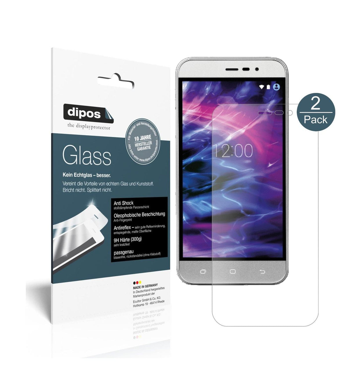 2x Screen Protector for Medion Life P5006 matte Flexible Glass 9H dipos