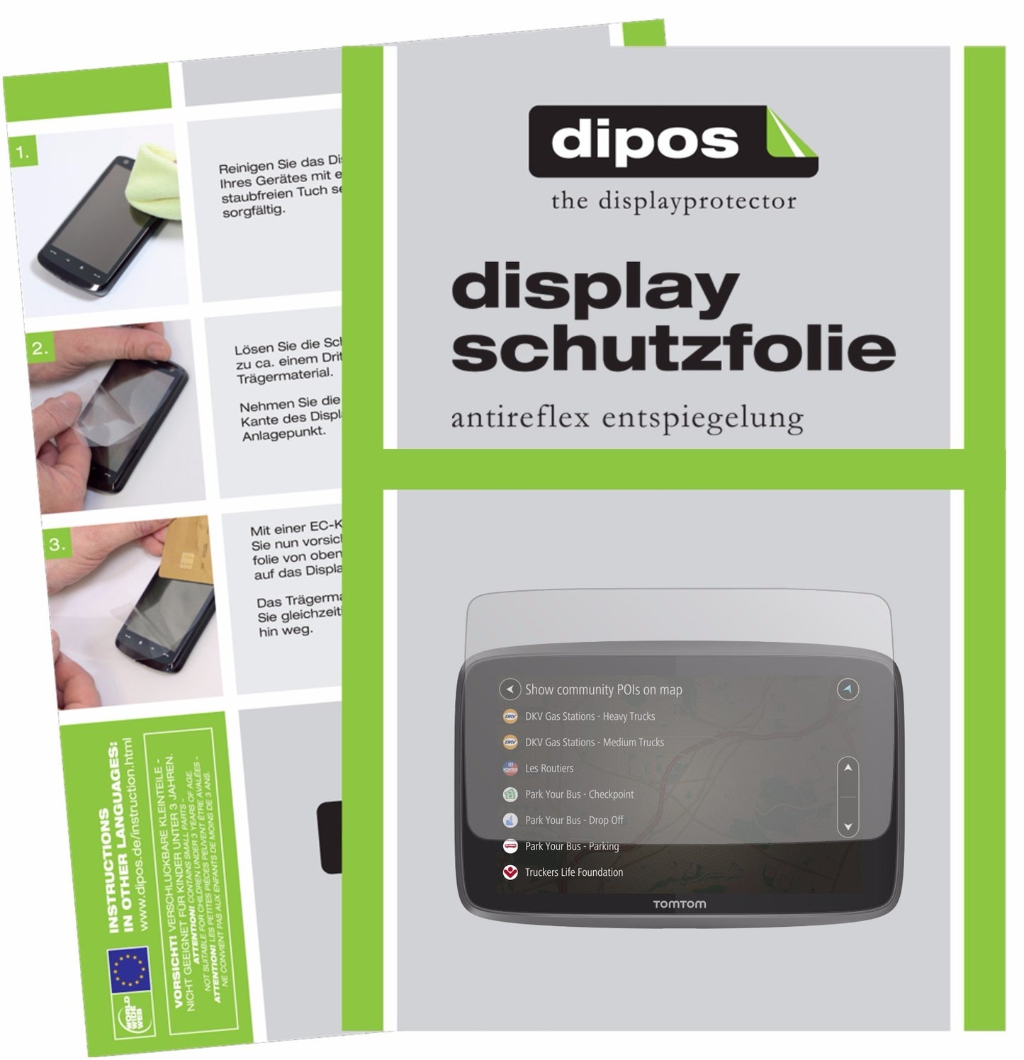 3x Schutzfolie matt für TomTom Go Professional 6200 Display-Schutzfolie