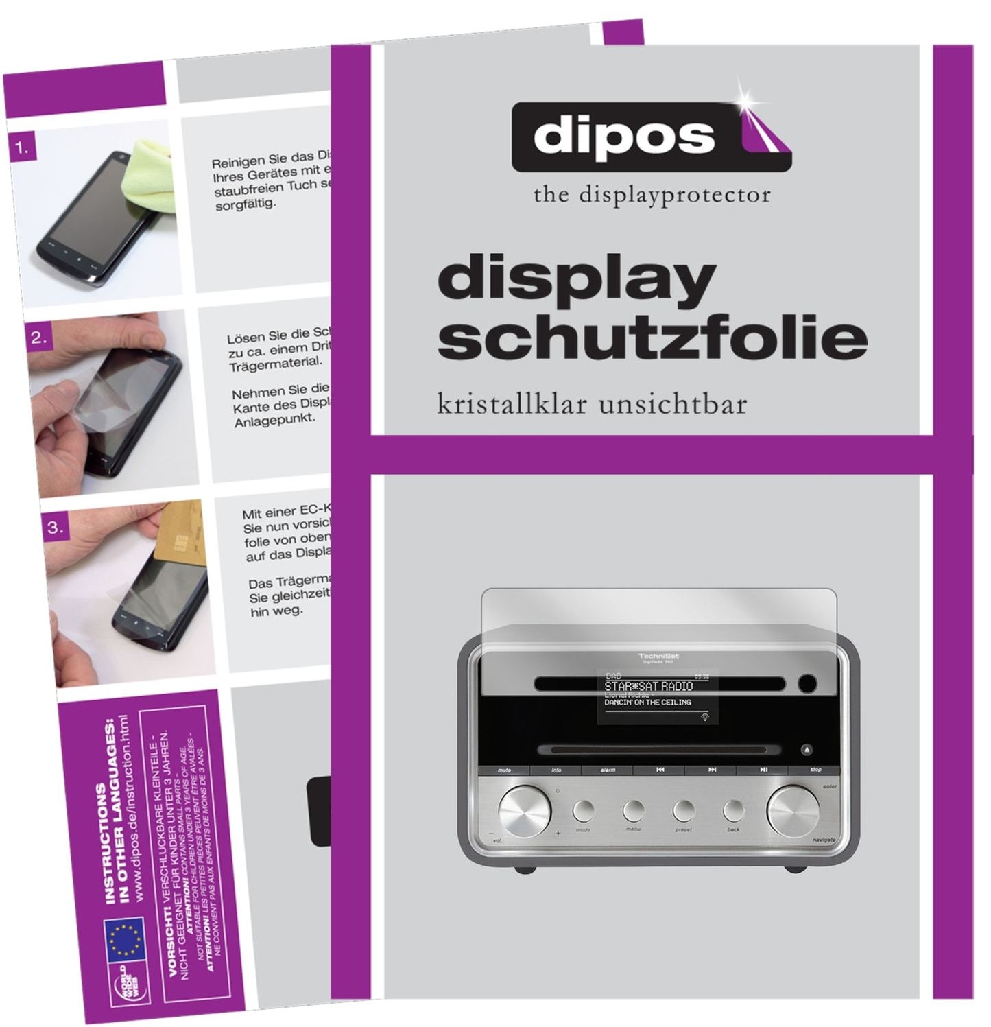 3x Screen Protector for TechniSat DigitRadio 580 Protection Crystal Clear dipos