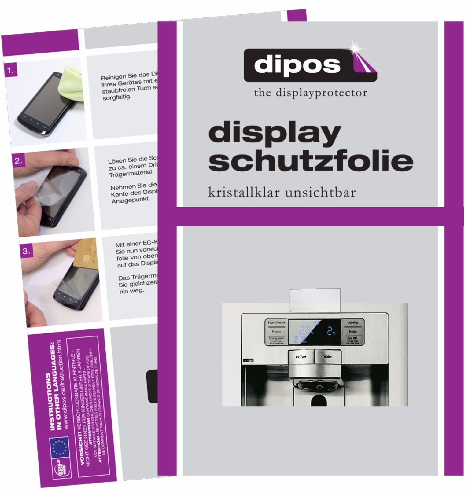 Klare Displayschutzfolie von dipos passend für Samsung RS6178UGDSREF, präziser Zuschnitt und blasenfrei montiert