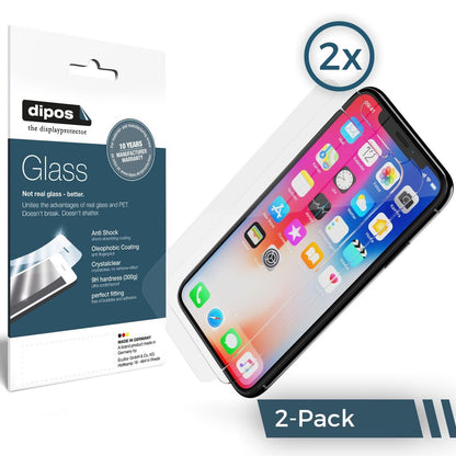 Matte Displayschutzfolie von dipos passend für Apple iPhone X, 9H kratzfest und blasenfrei montiert