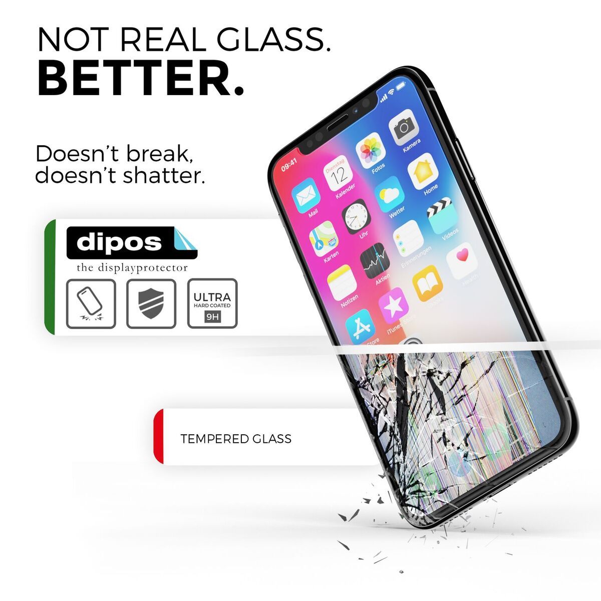 dipos Displayschutz für Apple iPhone X, mattierte Oberfläche, robuste Festigkeit und perfekte Passform