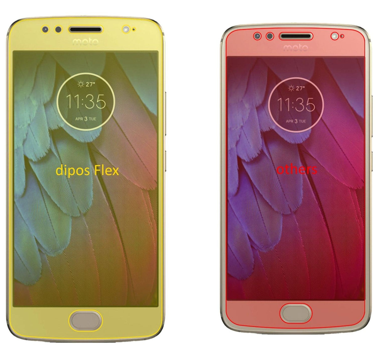 3x Screen Protector for Motorola Moto G5s Protective Film covers 100% dipos Flex
