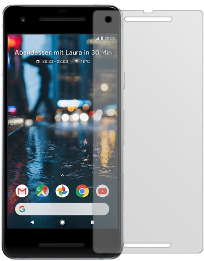 GooglePixel 2 mit aufgebrachter dipos Displayschutzfolie, die lästige Fingerabdrücke minimiert