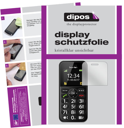 Klare Displayschutzfolie von dipos passend für bea-fon SL150, präziser Zuschnitt und blasenfrei montiert