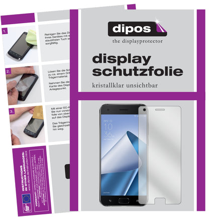 Klare Displayschutzfolie von dipos passend für Asus ZenFone 4 Pro ZS551KL, präziser Zuschnitt und blasenfrei montiert