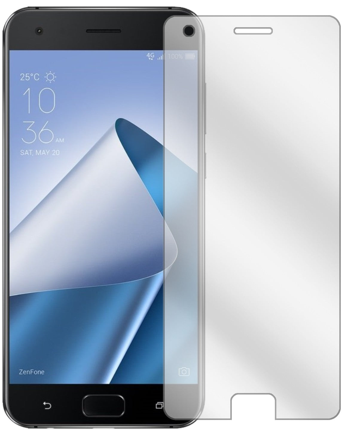 AsusZenFone 4 Pro ZS551KL mit aufgebrachter dipos Displayschutzfolie, glasklare Darstellung ohne Einschränkungen