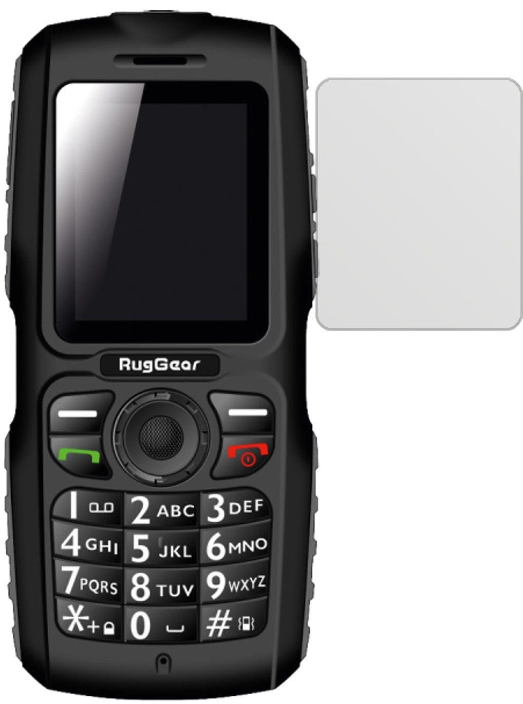 RugGearRG100 mit aufgebrachter dipos Displayschutzfolie, die lästige Fingerabdrücke minimiert