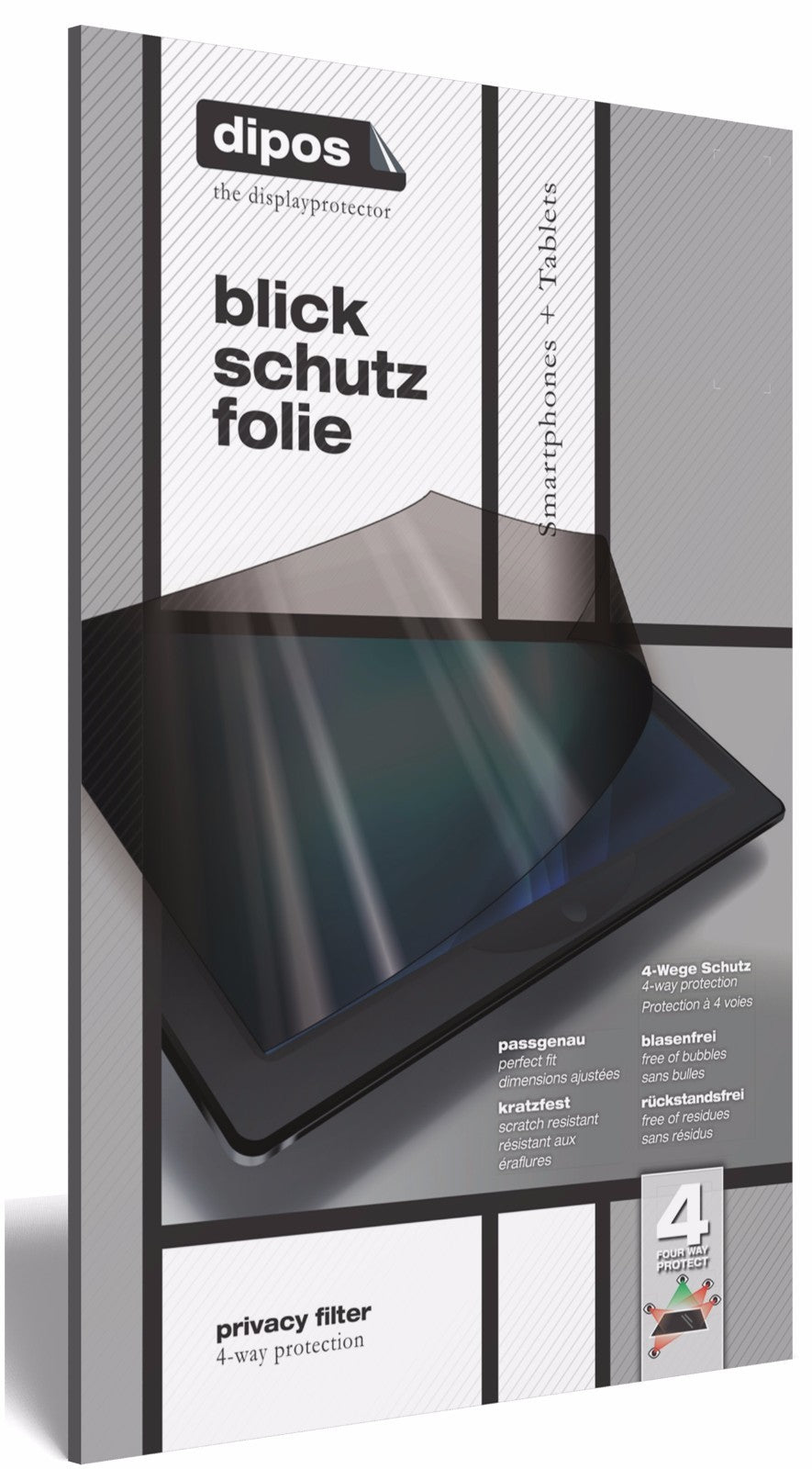 MicrosoftSurface Book 2 mit aufgebrachtem dipos Displayschutz, der seitliche Einblicke blockiert