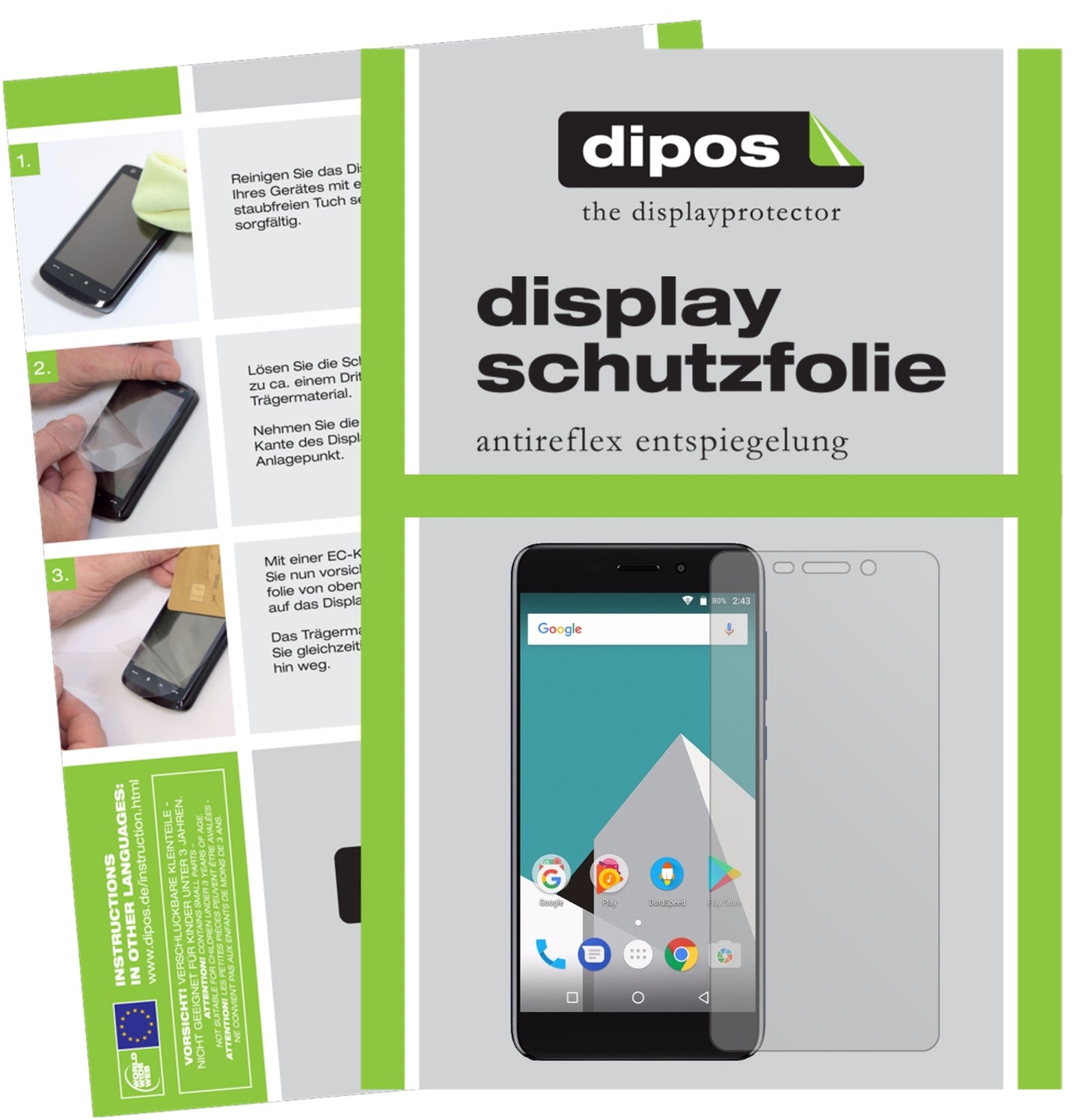 Matte Displayschutzfolie von dipos passend für Vernee M5, präziser Zuschnitt und blasenfrei montiert