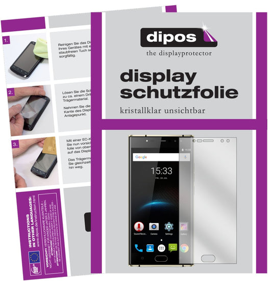 Klare Displayschutzfolie von dipos passend für Oukitel K3, präziser Zuschnitt und blasenfrei montiert